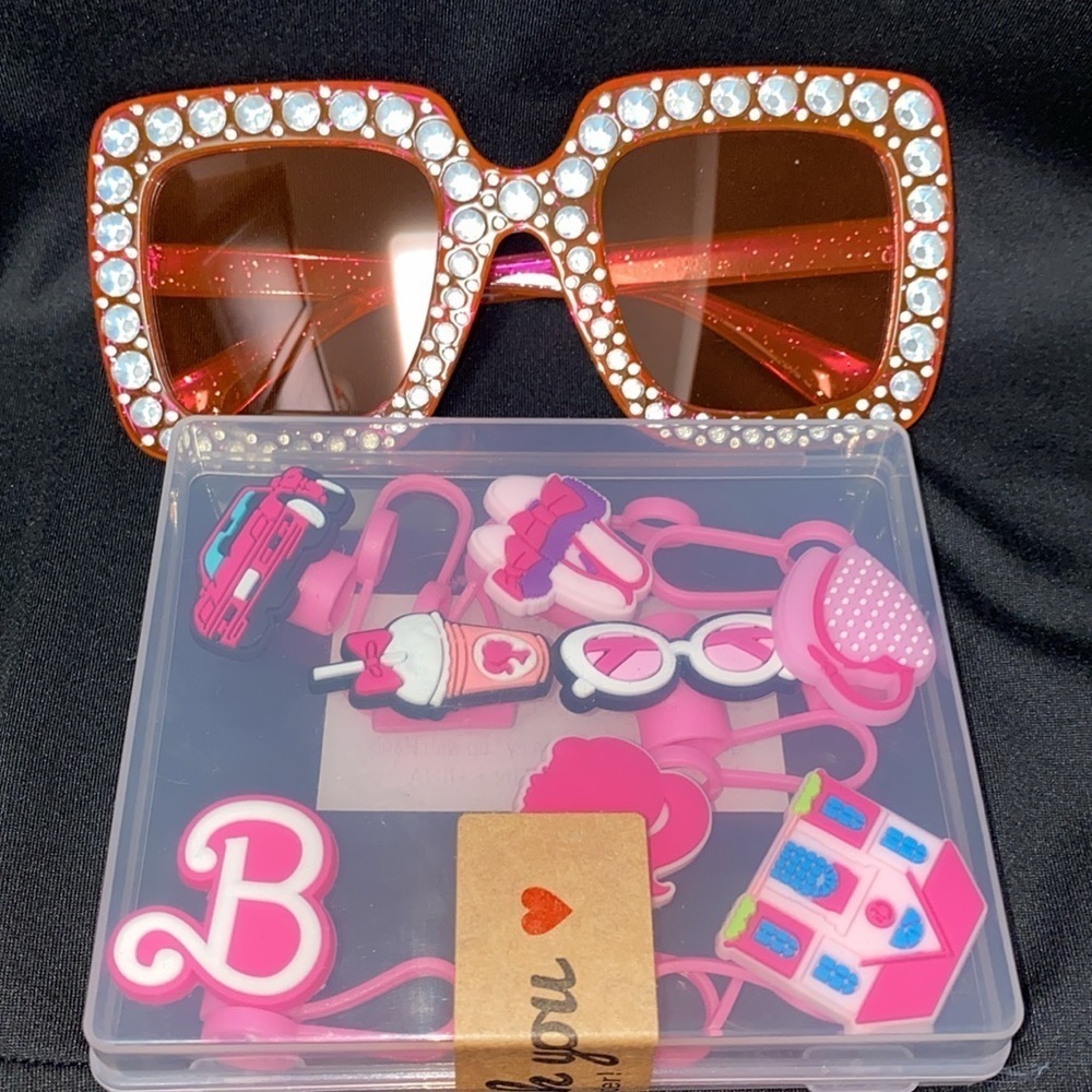 Barbie pink sunglasses and Stanley tumbler straw top Stanley tumbler accessories - Picture 3 of 7